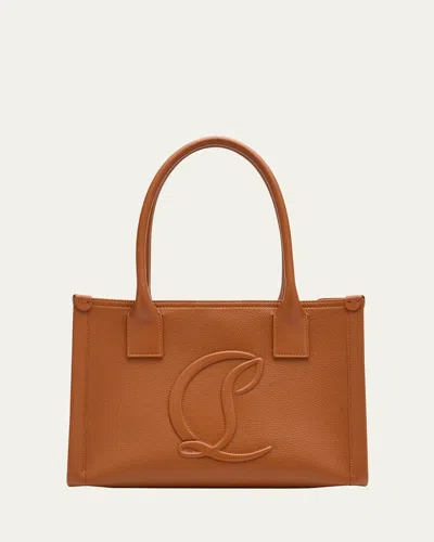 Christian Louboutin By My Side Small Tote In Leather With Cl Logo In Tan