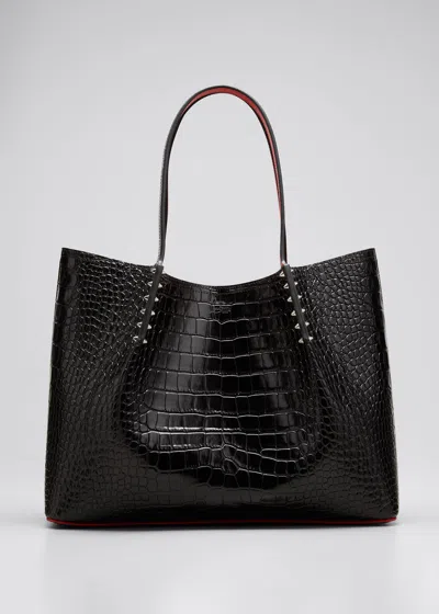 Christian Louboutin Cabarock Large In Croc Embossed Leather In Black