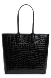 Christian Louboutin Cabata Alligator Embossed Leather Tote In Bk01 Black