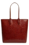 Christian Louboutin Cabata Zipped Ns Tote In Aligator Embossed Leather In Rd4l Acajou