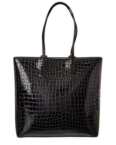 Christian Louboutin Cabata Alligator-embossed Patent Tote In Black