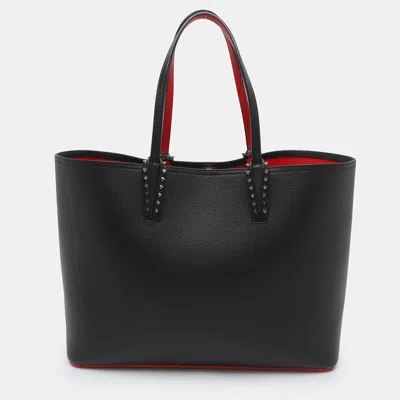 Pre-owned Christian Louboutin Cabata Black/red Leather And Rubber Tote
