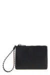 Christian Louboutin Embellished Clutch With Textured Finish And Wrist Strap In Black