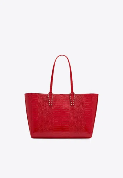 Christian Louboutin Cabata Croc-embossed Leather Tote Bag In Red