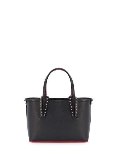 Christian Louboutin Black Studs And Red Leather Handbag For Women In Grained Calfskin
