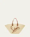 CHRISTIAN LOUBOUTIN CABATA LARGE BASKET TOTE BAG IN RAFFIA AND LEATHER