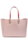 Christian Louboutin Cabata Small Studded Textured-leather Tote In Pink
