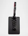 Christian Louboutin Cabata Leather Luggage Tag With Spikes In Black