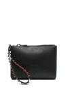 Christian Louboutin Embellished Clutch With Textured Finish And Wrist Strap In Black
