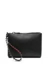 Christian Louboutin Embellished Clutch With Textured Finish And Wrist Strap In Black