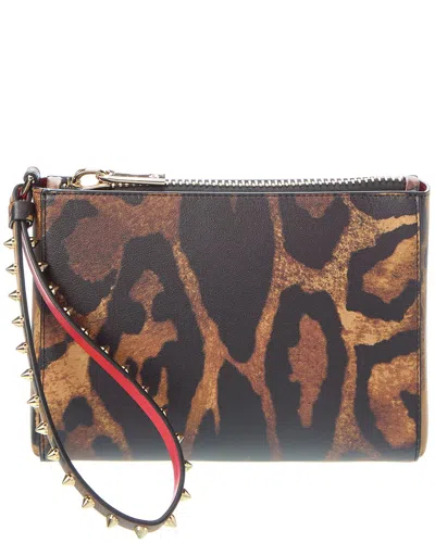 Christian Louboutin Cabata Leather Pouch In Brown