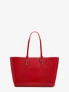 Christian Louboutin Cabata Leather Shoulder Bag With Croco Effect In Red