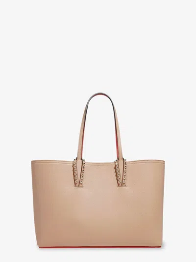 Christian Louboutin Cabata Leather Shoulder Bag With Studs In Pink