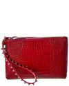Christian Louboutin Cabata Mini Alligator-embossed Leather Pouch In Red