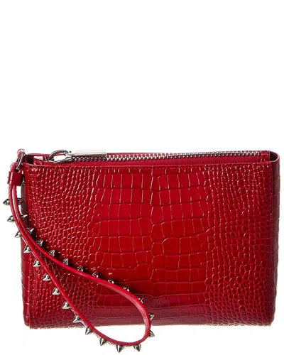 Christian Louboutin Cabata Mini Alligator-embossed Leather Pouch In Red