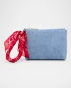 Christian Louboutin Cabata Mini Bandana Wristlet Pouch Bag In Cotton Denim