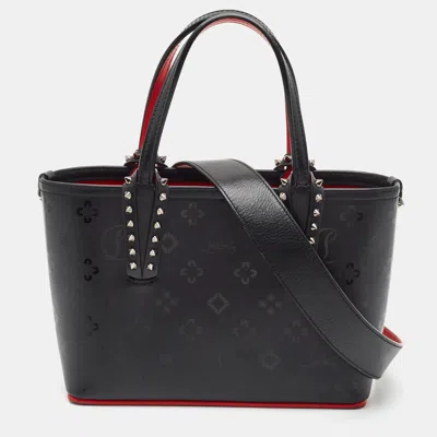 Pre-owned Christian Louboutin Cabata Mini Black Loubinthesky Print Leather Tote