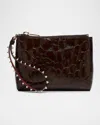 Christian Louboutin Cabata Mini Croc-embossed Leather Wristlet Pouch