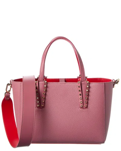 Christian Louboutin Mini Cabata Grained Studded Tote Bag In Purple