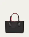 Christian Louboutin Cabata Mini Tote Bag In Leather With Spikes In Black