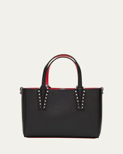 Christian Louboutin Cabata Mini Tote Bag In Leather With Spikes In Black