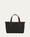 Christian Louboutin Cabata Mini Tote Bag In Leather With Spikes In Black