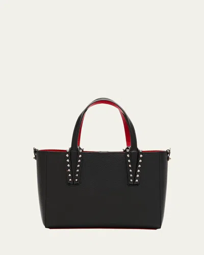 Christian Louboutin Cabata Mini Tote Bag In Leather With Spikes In Black