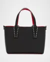 Christian Louboutin Cabata Mini Tote Bag In Leather With Spikes In Black