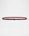 Christian Louboutin Cabata Paris Spike Skinny Belt In Calf Leather In Blue