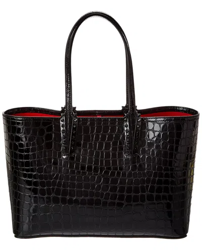 Christian Louboutin Cabata Small Alligator-embossed Leather Tote In Black