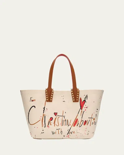 Christian Louboutin Cabata Small Beach Splash Logo Tote Bag In Natural