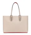 Christian Louboutin Cabata Small Tote In Grained Leather In Beige