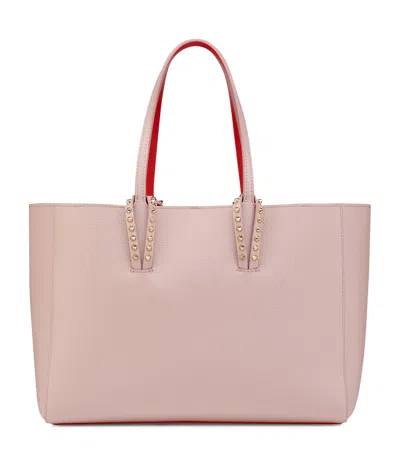 Christian Louboutin Cabata Small Studded Textured-leather Tote In Pink