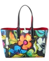Christian Louboutin Cabata Small Floral Print Leather Tote In Black