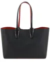 Christian Louboutin Women Cabata Leather Shoulder Bag With Studs In Black