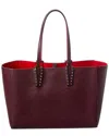 Christian Louboutin Cabata Soft Small Tote Bag In Grained Leather In Red
