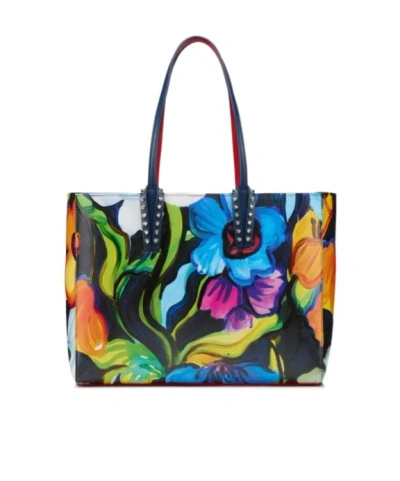 Christian Louboutin Cabata Small Tote Bag - 'flower' Printed Calf Leather - Multicolor