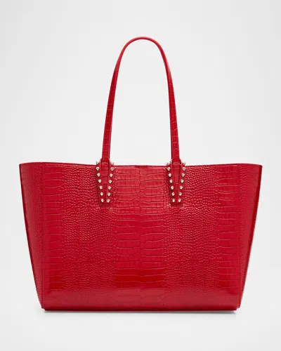 Christian Louboutin Cabata Small Tote Bag In Alligator-embossed Leather