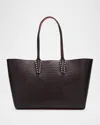 Christian Louboutin Cabata Small Tote Bag In Lizard-embossed Leather In Brown