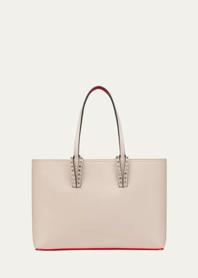 Christian Louboutin Cabata Small Tote In Grained Leather In Leche