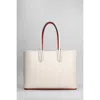 Christian Louboutin Cabata Small Tote In Rose-pink Leather In White