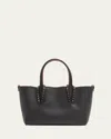 Christian Louboutin Cabata Soft East-west Mini Shoulder Bag In Grained Leather In Black/gunmetal