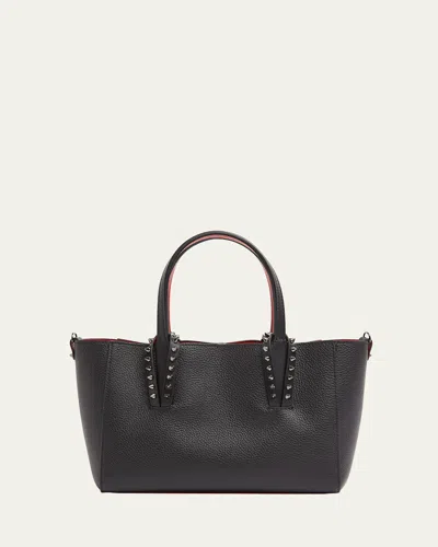 Christian Louboutin Cabata Soft East-west Mini Shoulder Bag In Grained Leather In Black/gunmetal