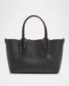 Christian Louboutin Cabata Soft East-west Mini Shoulder Bag In Grained Leather In Black/gunmetal