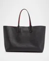 Christian Louboutin Cabata Soft Large Tote Bag In Grained Leather In Black/gunmetal