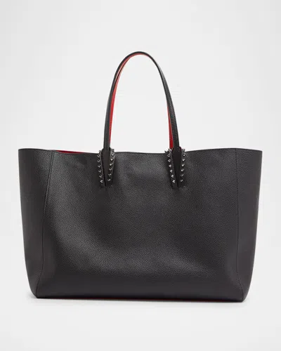 Christian Louboutin Cabata Soft Large Tote Bag In Grained Leather In Black/gunmetal