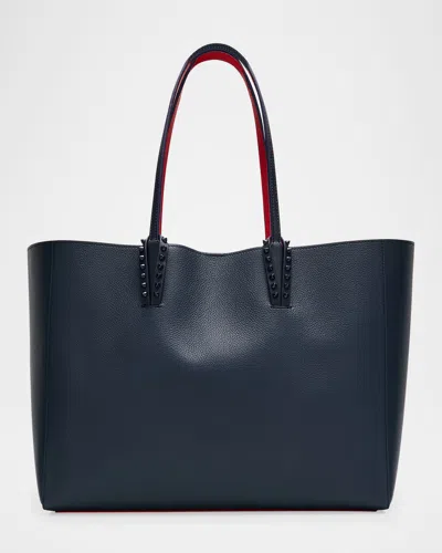 Christian Louboutin Cabata Soft Large Tote Bag In Grained Leather In Blue
