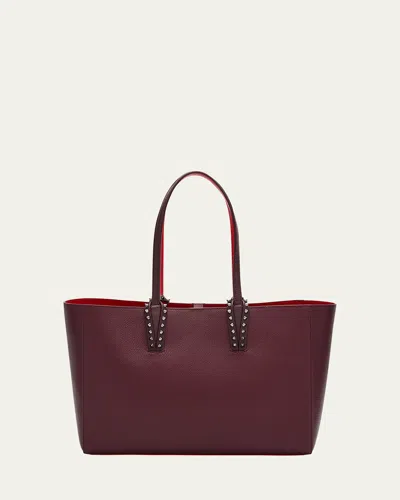 Christian Louboutin Cabata Soft Small Tote Bag In Grained Leather In Burgundy