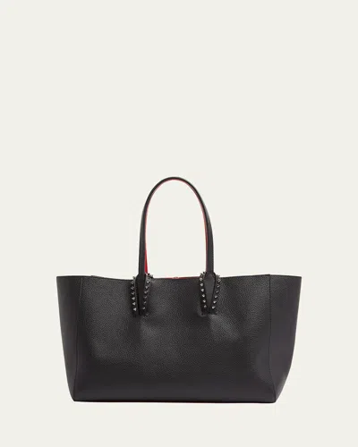 Christian Louboutin Cabata Soft Small Tote Bag In Grained Leather In Bianco