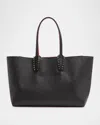 Christian Louboutin Cabata Soft Small Tote Bag In Grained Leather In Black/gunmetal